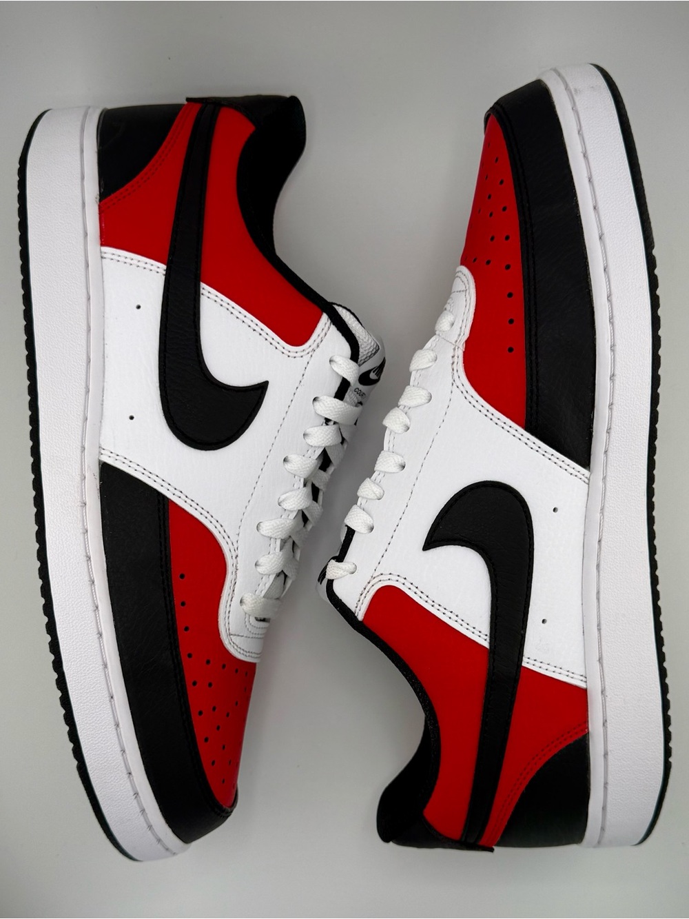 Nike Men's Court Vision Low-Top Sneakers in University Red, Black & White